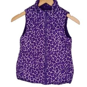 The Children Place Purple Leopard Print Girls Puffer Vest Size 5/6